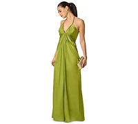 Adrianna Women's V-Neck Satin Long Dress