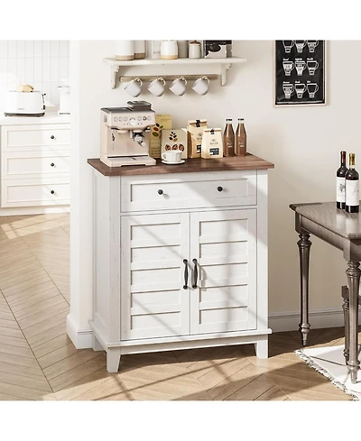 gaomon Farmhouse 3-Tier Storage Cabinet with 7-Level Adjustable Shelves