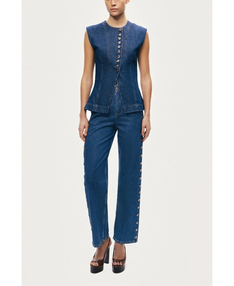 Nocturne Women's Button-Front Denim Vest