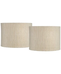 Springcrest Set of 2 Drum Lamp Shades Gold Silver Weave Medium Spider with Harp and Finial Fitting