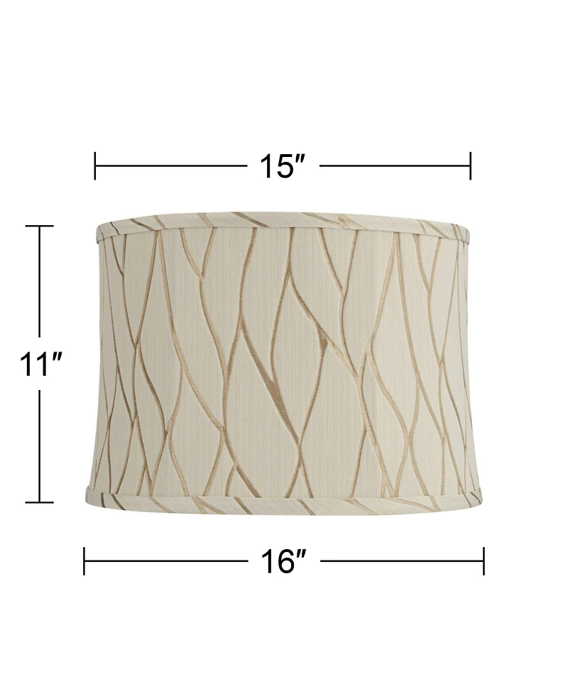 Springcrest Kinmen Slant Print Lamp Shade Cream Drum Softback Washer Harp Finial