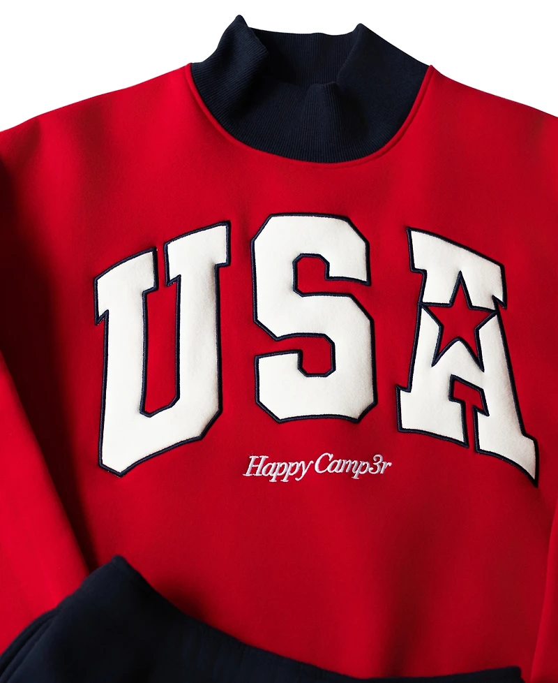 The Happy Camp3r Women's Usa Printed Mock Neck Sweatshirt