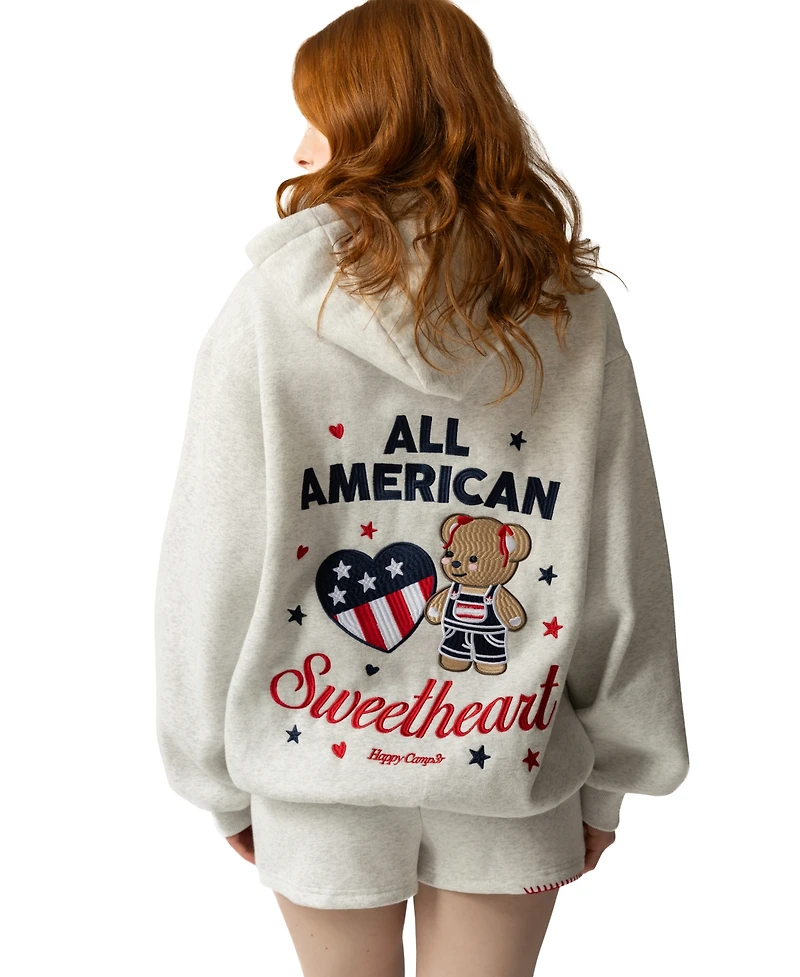 The Happy Camp3r Women's All American Long-Sleeve Hooded Sweatshirt