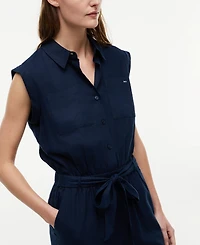 Tommy Hilfiger Women's Belted Collared Jumpsuit