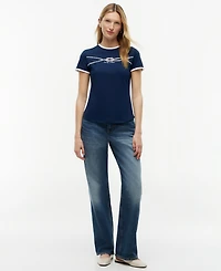 Tommy Hilfiger Women's Crewneck Ringer Trim Cotton T-Shirt