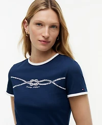 Tommy Hilfiger Women's Crewneck Ringer Trim Cotton T-Shirt