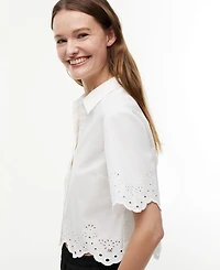 Tommy Hilfiger Women's Broderie Short-Sleeve Cotton Shirt