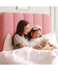 gaomon Set of 2 Twin Upholstered Bed Frames with Drawer and Wave Headboard, Kids Platform Design