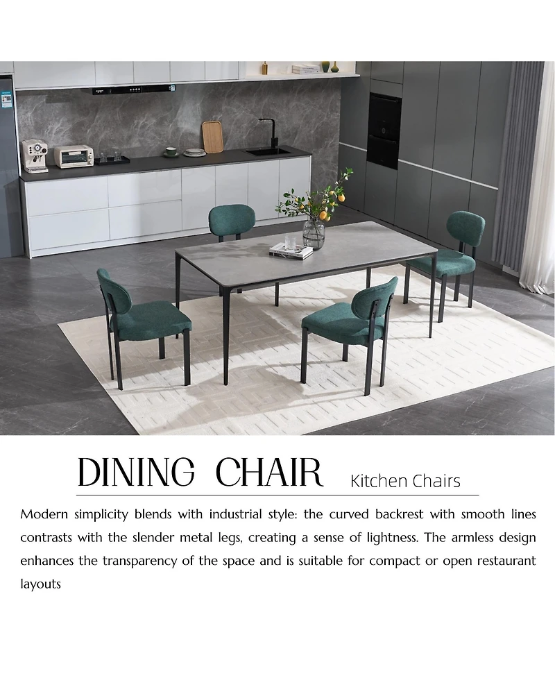 Boyel Living Modern Dining Room Chairs Set of 2 Mid Century Upholstered Boucle Kitchen Metal Legs