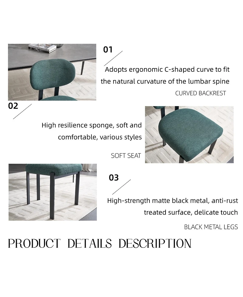 Boyel Living Modern Dining Room Chairs Set of 2 Mid Century Upholstered Boucle Kitchen Metal Legs