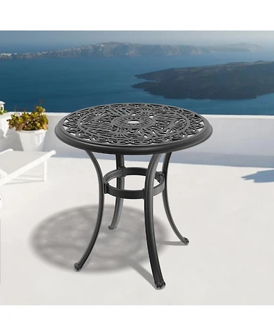 Clihome Cast Aluminum Patio Dining Table Frame and Umbrella Hole