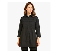 Stella Carakasi Women's Cotton Poplin Button-Front Unique Handmade Bib Pitch Perfect Tunic