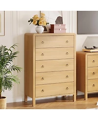 gaomon 5 Drawer Modern Closet Dressers Chest, Wood Storage Dresser Chest of Drawers Clothes Organizer for Bedroom Living Room Hallway
