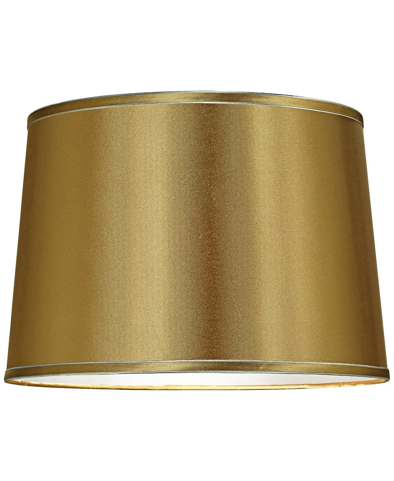 Springcrest Set of 2 Drum Lamp Shades Satin Medium 14" Top x 16" Bottom x 11" High Spider Replacement Harp and Finial Fitting