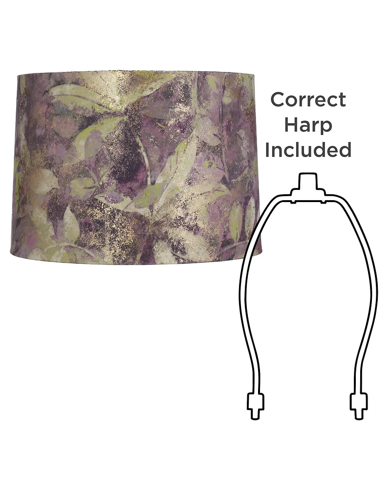 Springcrest 14" Top x 15" Bottom x 10 1/2" High x 10 1/2" Slant Print Lamp Shade Replacement Leaf Velvet Spider Harp Finial