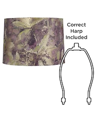 Springcrest 14" Top x 15" Bottom x 10 1/2" High x 10 1/2" Slant Print Lamp Shade Replacement Leaf Velvet Spider Harp Finial