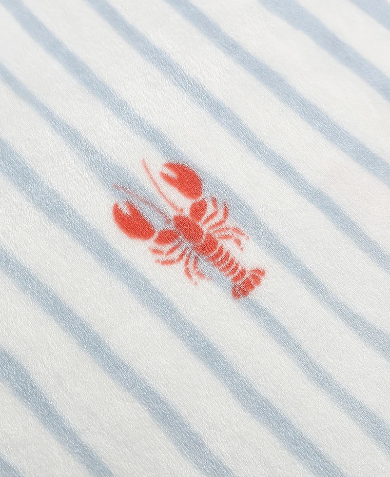Nautica Lobster Watercolor Stripes Plush Blanket