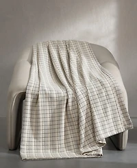 Calvin Klein Dot Dash Plaid Yarn Dyed Cotton Blanket