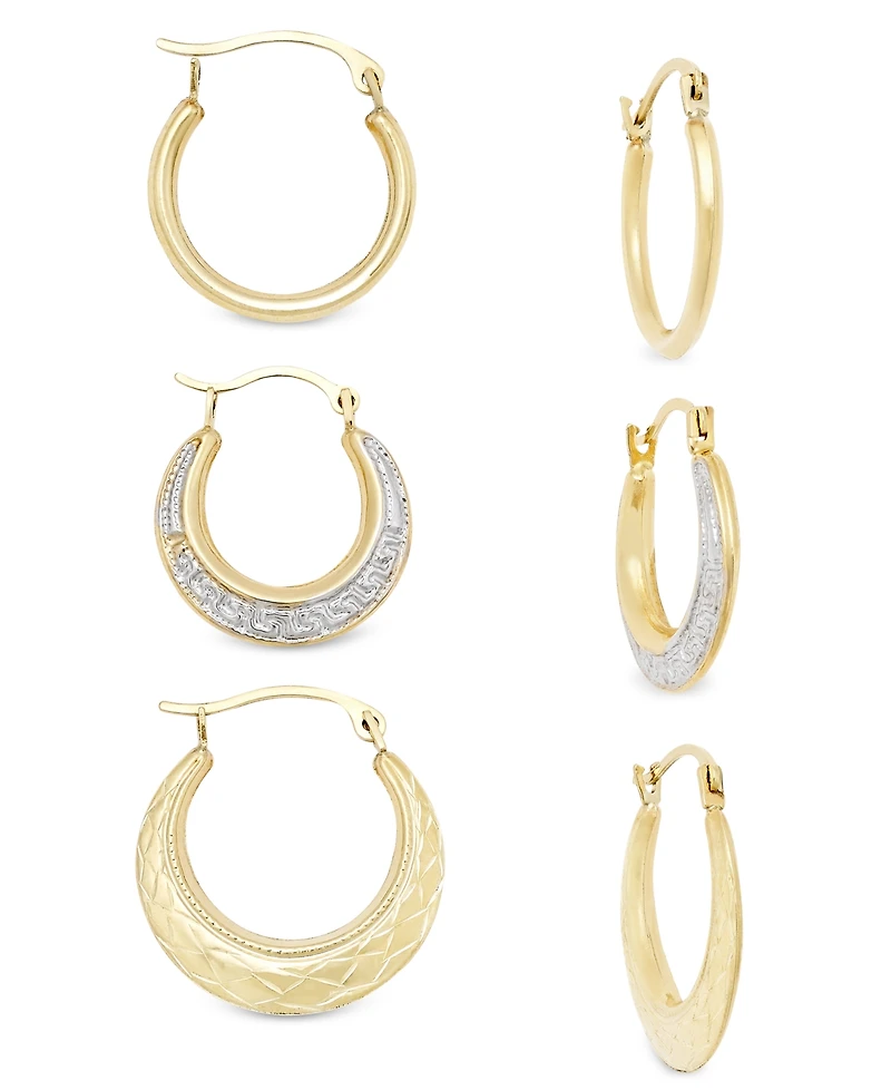 3-Pc. Set Small Hoop Earrings in 10k Gold