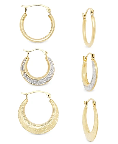 3-Pc. Set Small Hoop Earrings in 10k Gold