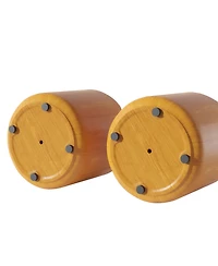 Clihome Round Outdoor Indoor Side Table Set, Modern Wood Grain Patio Garden Stool