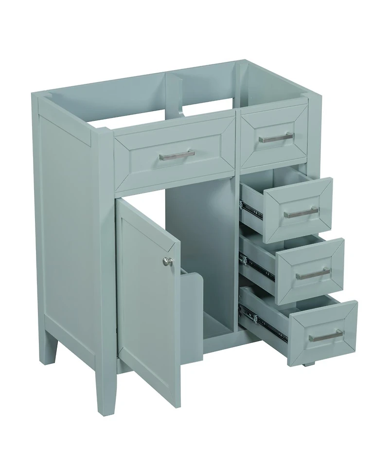 Sillysis 30 Inch Modern Bathroom Vanity Base without Sink, Solid Wood Cabinet with Drawers and Door Shelf, Freestanding Storage.