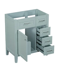 Sillysis 30 Inch Modern Bathroom Vanity Base without Sink, Solid Wood Cabinet with Drawers and Door Shelf, Freestanding Storage.