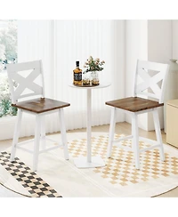 Gymax 24'' Swivel Barstools Set of 4 w/Backrest Large Seat Footrest for Kitchen Island