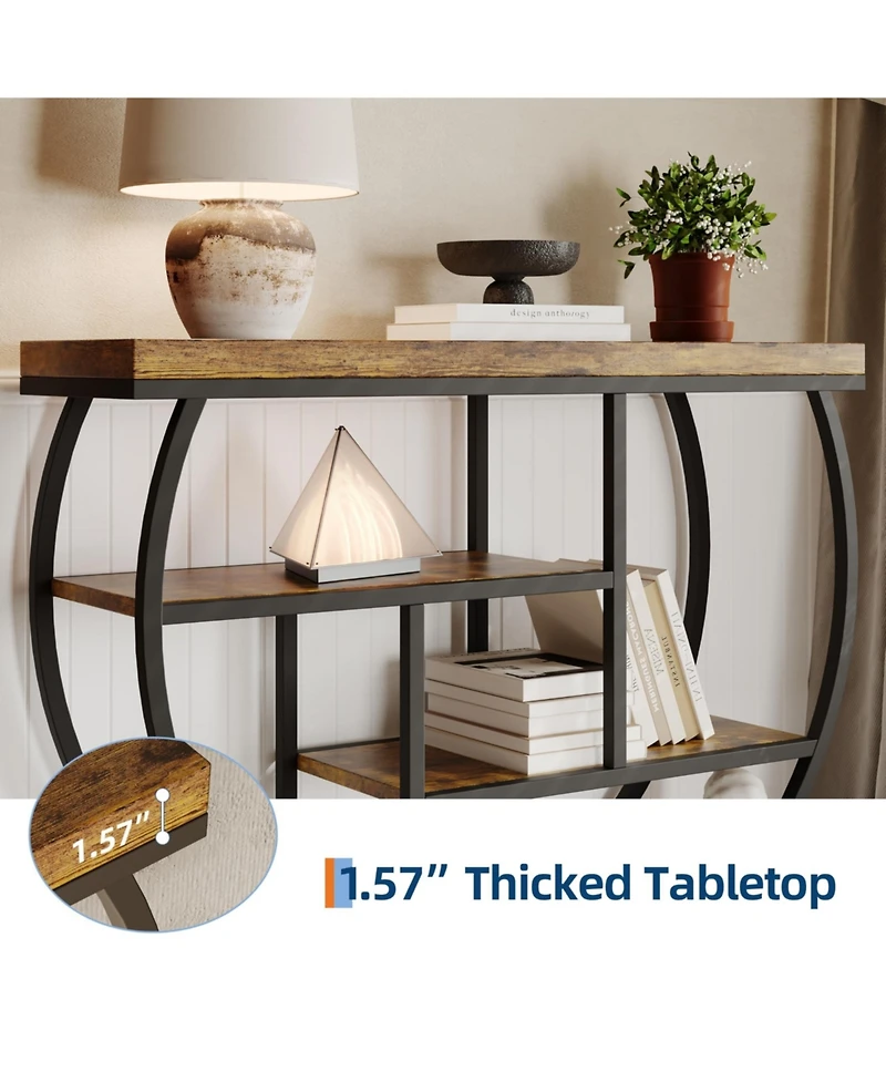 gaomon 39" Narrow Entryway Console Table with 4-Tier Storage and Half-Circle Base, for Living Room