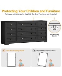 gaomon 12 Drawer Wood Dressers for Bedroom, Wooden Dresser for Living Room, Hallway, Entryway
