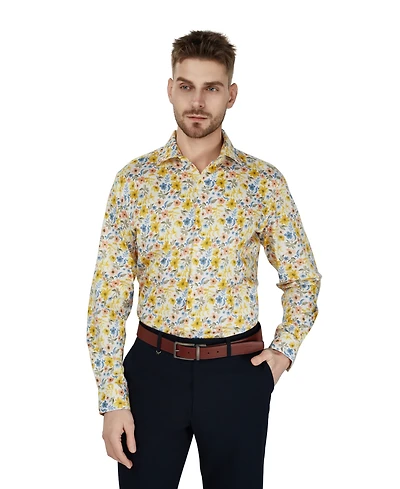 Bar Iii Men's Slim-Fit Floral Printed Dress Shirt, Macy's Exclusive