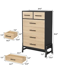 gaomon 6 Dresser for Bedroom, Freestanding 46.6 in Tall Drawer Dresser with Storage, Wooden Closet Storage Chest for Living Room, Bedroom