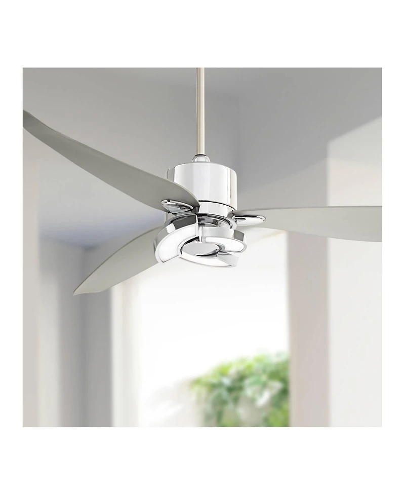 Possini Euro Design 56" Possini Vengeance Chrome Led Ceiling Fan with 12" Downrod
