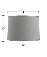 Springcrest Set of 2 Drum Lamp Shades Medium 13" Top x 14" Bottom x 10" High Spider with Replacement Harp and Finial Fitting