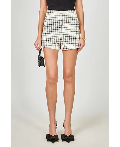 endless rose Women's Boucle Tweed Check Shorts