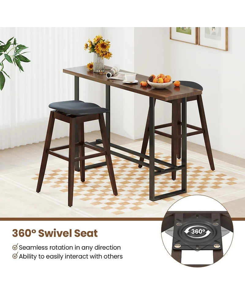 Gymax Set of 4 Swivel Bar Stools 31'' Bar Chairs w/ Padded Contoured Seat and Footrest