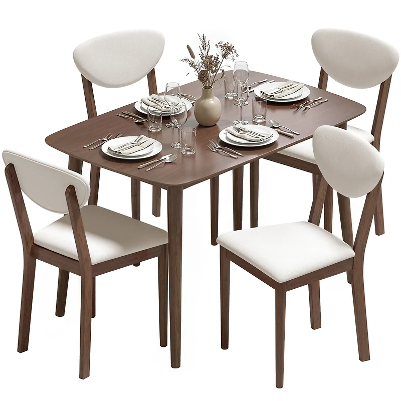 Homcom Dining Table Set for 4, Mid-Century Modern Kitchen and Chairs
