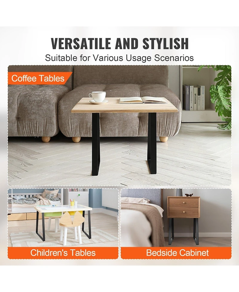 Gouun Trapezoid Steel Table Legs Set of 2, 400 lbs Capacity