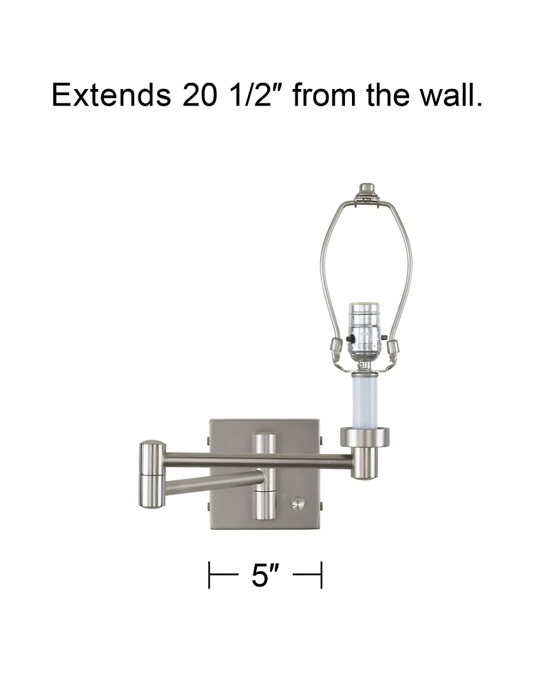 Possini Euro Design Modern Swing Arm Wall Lamp Base Brushed Nickel Plug-In Light Fixture for Bedroom Bedside Living Room Reading