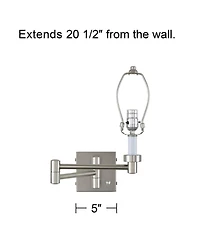 Possini Euro Design Modern Swing Arm Wall Lamp Base Brushed Nickel Plug-In Light Fixture for Bedroom Bedside Living Room Reading