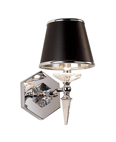 Vienna Full Spectrum Manhattan Modern Wall Lamp Chrome Crystal Hardwire 6" Fixture Paper Shade for Bedroom Reading Living Room House Hallway