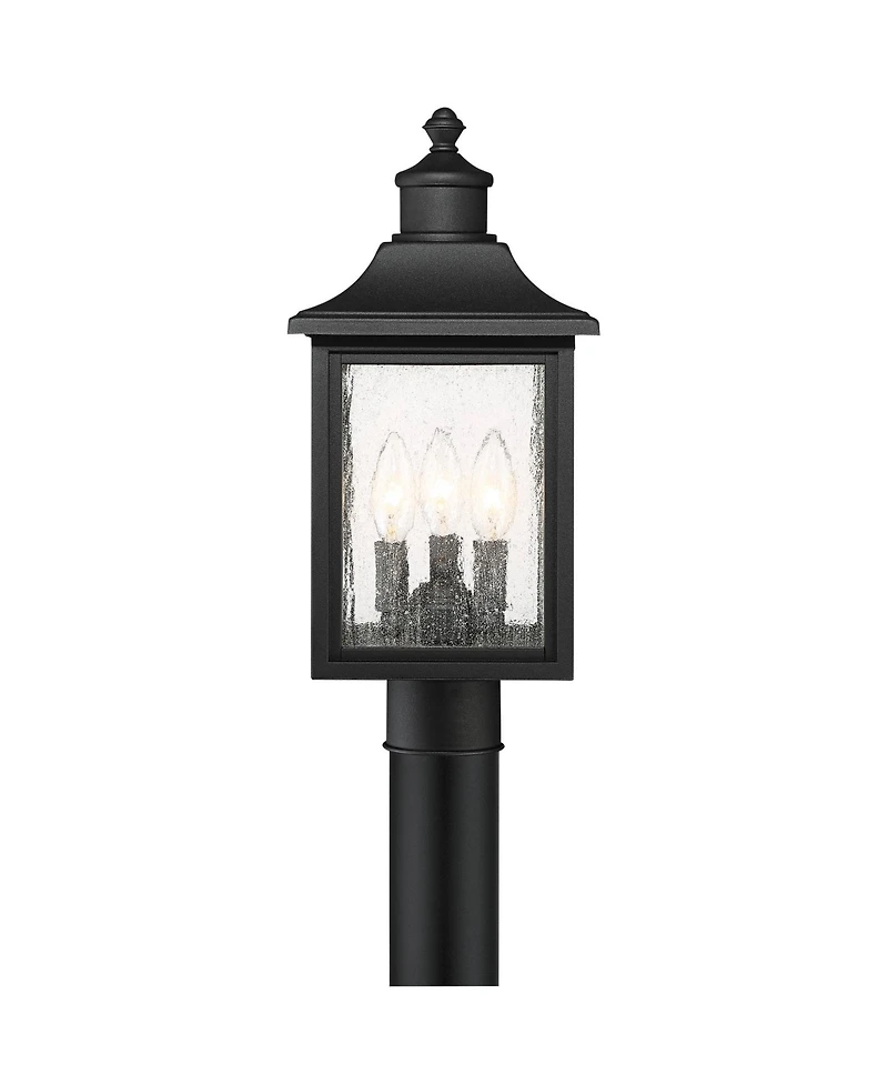 John Timberland Moray Bay Rustic Mission Outdoor Post Light 17" Clear Seedy Glass for Exterior Barn Deck House Porch Yard Patio Home Outside