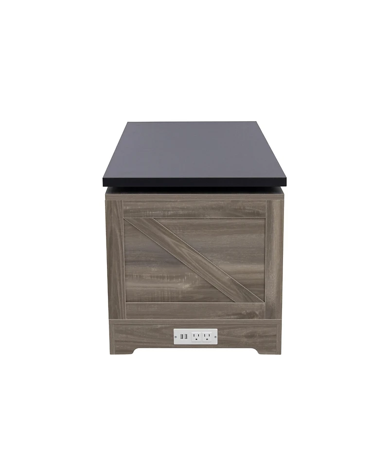 Rainsken Wooden Farmhouse Lift Top Coffee Table, Rectangular Center Table with Extendable Design, Barn Doors and Hidden Storage for Living Room