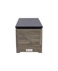 Rainsken Wooden Farmhouse Lift Top Coffee Table, Rectangular Center Table with Extendable Design, Barn Doors and Hidden Storage for Living Room