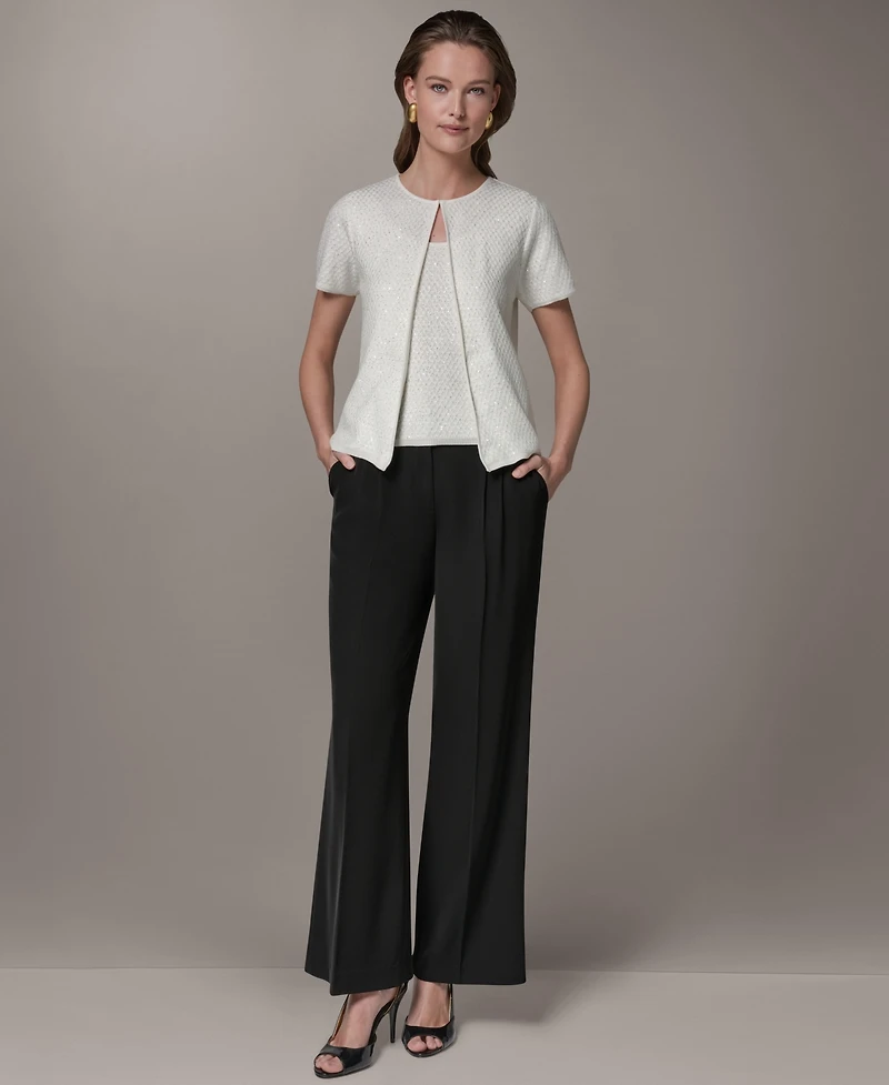 Donna Karan New York Women's Short-Sleeve Sequin Cardigan