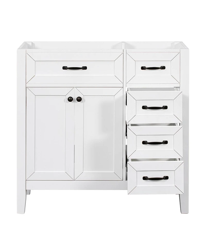 Sillysis 36 Inch Modern Bathroom Vanity Base without Top Sink, Solid Wood and Mdf Cabinet with Drawers, Freestanding Storage for Small Spaces.