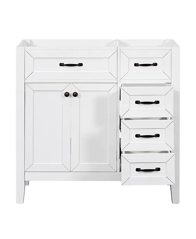 Sillysis 36 Inch Modern Bathroom Vanity Base without Top Sink, Solid Wood and Mdf Cabinet with Drawers, Freestanding Storage for Small Spaces.