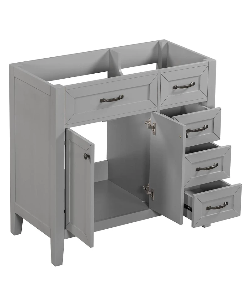 Sillysis 36 Inch Modern Bathroom Vanity Base without Top Sink, Solid Wood and Mdf Cabinet with Drawers, Freestanding Storage for Small Spaces.