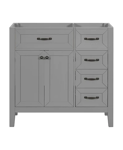 Sillysis 36 Inch Modern Bathroom Vanity Base without Top Sink, Solid Wood and Mdf Cabinet with Drawers, Freestanding Storage for Small Spaces.