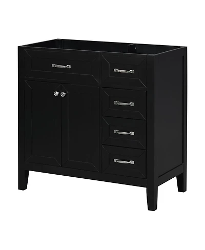 Sillysis 36 Inch Modern Bathroom Vanity Base without Top Sink, Solid Wood and Mdf Cabinet with Drawers, Freestanding Storage for Small Spaces.